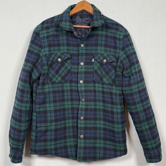 Levi's Dark Blue Quilted Shirt Jacket, Reversible to Plaid, Great Condition! - Picture 6 of 12